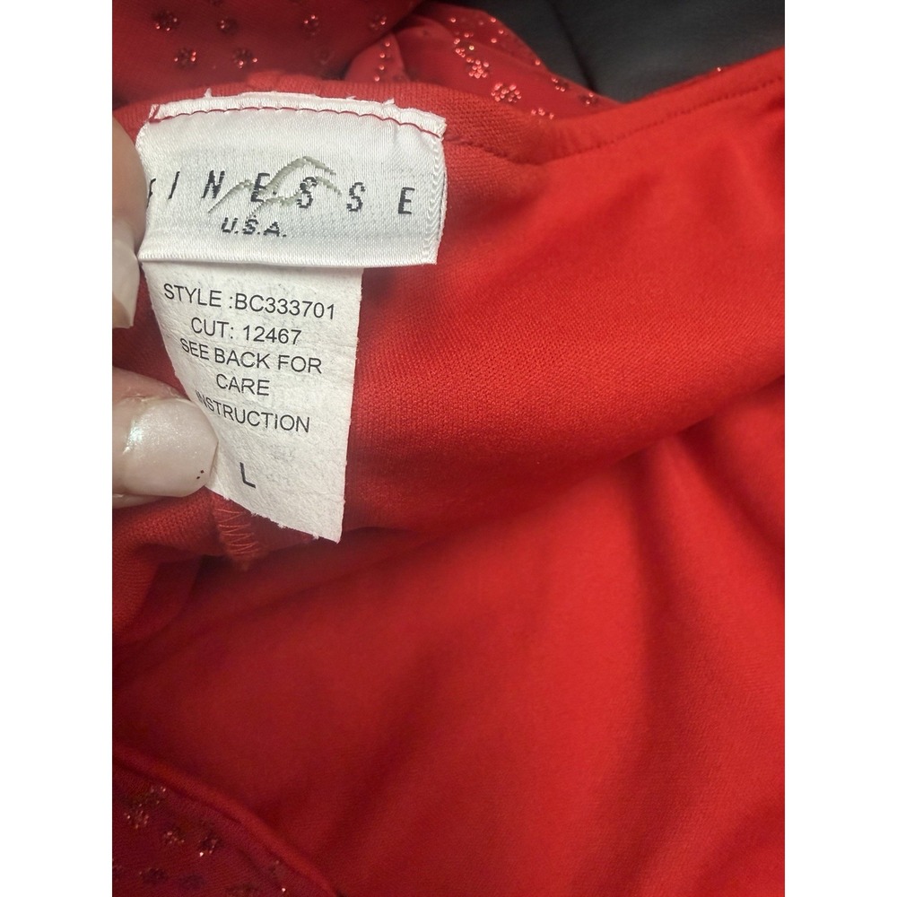 Vintage Women's Finesse USA red glitter halter dress size Large Made in USA - Picture 3 of 4